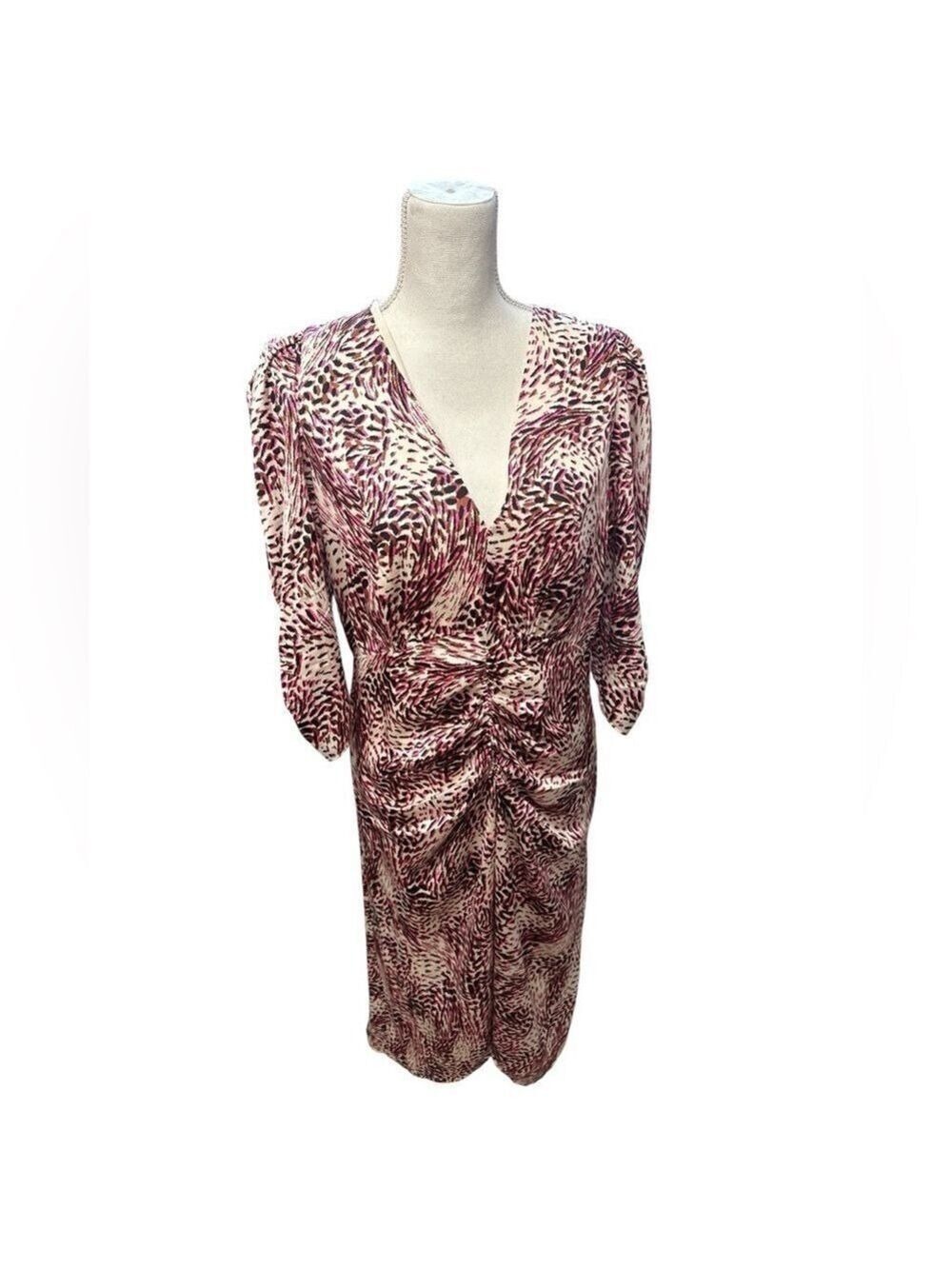 Express Women's Abstract Print Puff Sleeve Hi-Lo Midi Dress NWT Size L